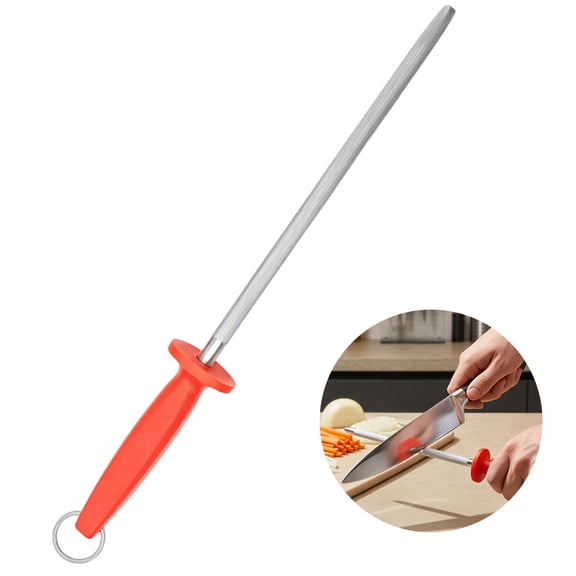 10 In Honing Steel Rod, Kitchen Manual Sharpener, High Carbon Steel For Comfortable Handle