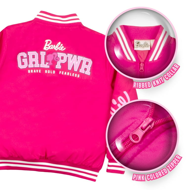 Barbie Girls' Stylish Bomber Jacket, Warm Kid's Zip-Up