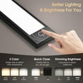 thumbnail image 5 of VST 72 LEDs Motion Sensor Lights Indoor 3 Color Temps, Dimmable Under Cabinet Lighting, 1800mAh Rechargeable Step Light, Magnetic Cordless Night Light for Stair, Wardrobe, Kitchen 2 Pack, Black, 5 of 7