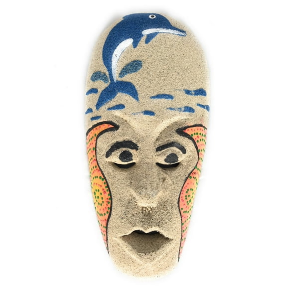 Sand Tiki Mask 8" w/ Dolphin - Decorative Primitive Art | #wib370720a