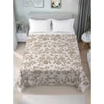 thumbnail image 4 of Farmhouse Khaki Flat Sheets Only Queen Size, Soft Breathable Bed Top Sheets for Mattress, Vintage Flower Leaf Botanical Plant Luxury Bedding Flat Sheets for Home Hotel Bedroom Bed Protection, 4 of 9