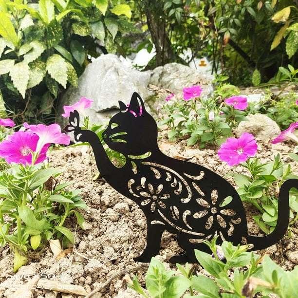 RXIRUCGD Home Decor Outdoor Wrought Iron Cat And Butterfly Style