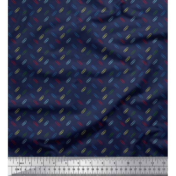 Soimoi Rayon Fabric Paper Clip Shirting Print Fabric by The Yard 42 Inch Wide