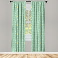 thumbnail image 3 of Ambesonne Botanical Curtains, Minimalistic Dandelions, Pair of 28"x84", Almond Green White, 3 of 5
