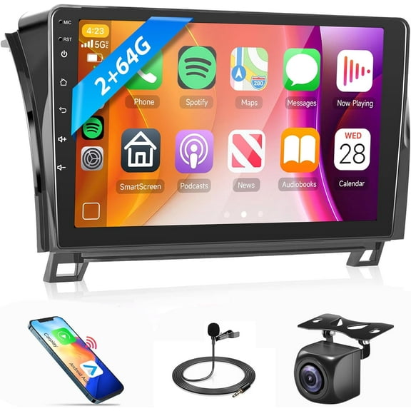 2G 64G Carplay Car Radio for Toyota Tundra 2007-2013 Android Car Stereo for Toyota Sequoia 2008-2018, 10.1'' Touch Screen GPS Navigation Android auto Mirror Link Bluetooth WiFi Backup Camera