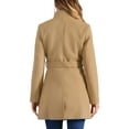 thumbnail image 4 of INSPIRE CHIC Women's Classic Stand Collar Long Sleeve Winter Belted Long Coat XS Khaki, 4 of 9