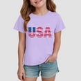 thumbnail image 2 of Gubotare 4th of July Shirts for Toddler Girls Girls' and Toddler Flutter Short Sleeve Summer Graphic T Shirt (Purple,Size 7-8 Years), 2 of 4