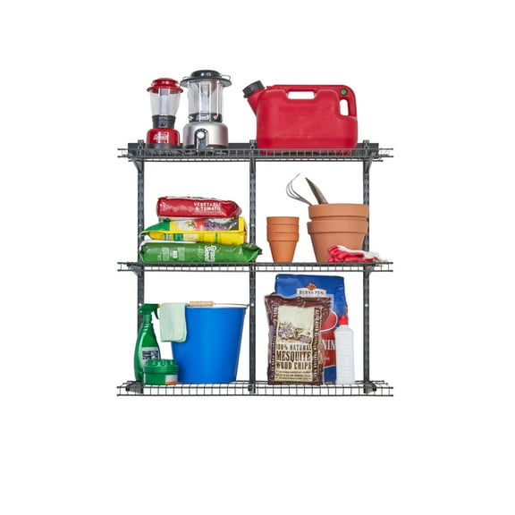 Rubbermaid Garage FastTrack 36" x 12" Shelf Kit, 3-Shelves, Black