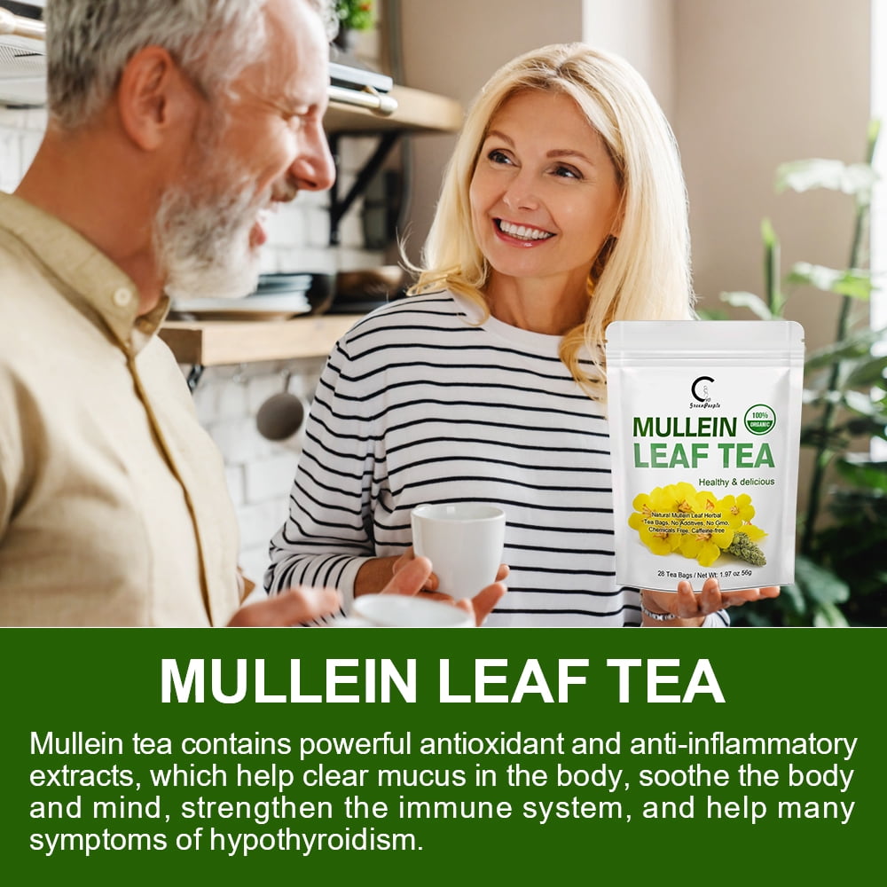 Mullein Leaf Tea for Lungs Cleanse and Immune Support, Natural, Caffeine Free, 28 Tea Bags