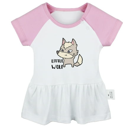 

iDzn Little Wolf Novelty Dresses For Baby Newborn Babies Skirts Infant Princess Dress 0-24M Kids Graphic Clothes (Pink Raglan Dresses 6-12 Months)
