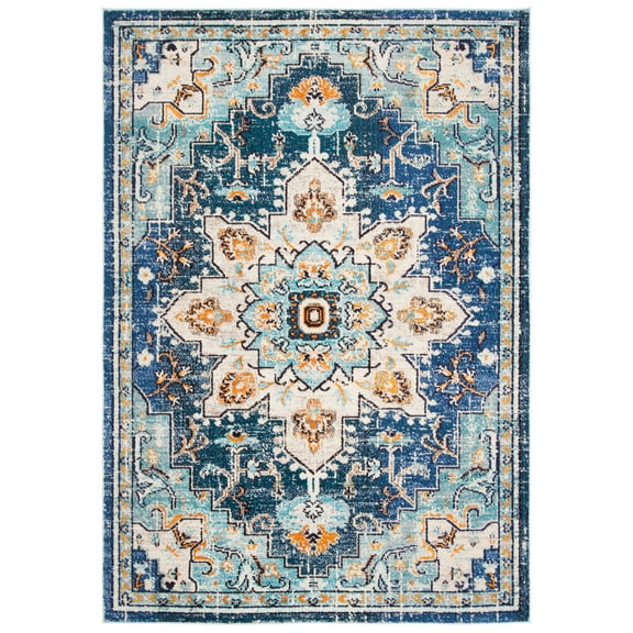 SAFAVIEH Madison Dalia Oriental Area Rug, Blue/Light Blue, 5'3" x 7'6"