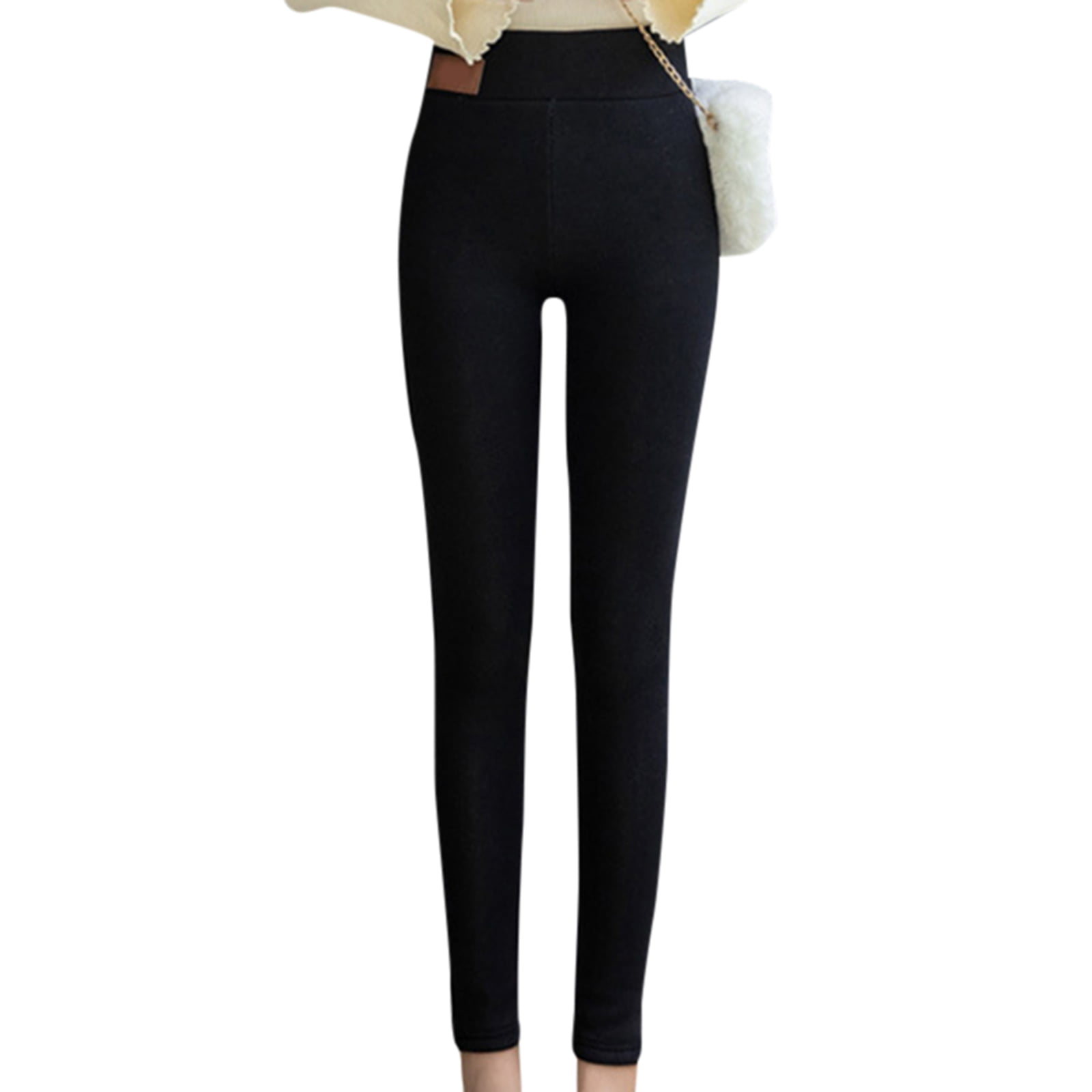 IUGA Windproof High Waist Thick Fleece Lined Leggings - Black / S