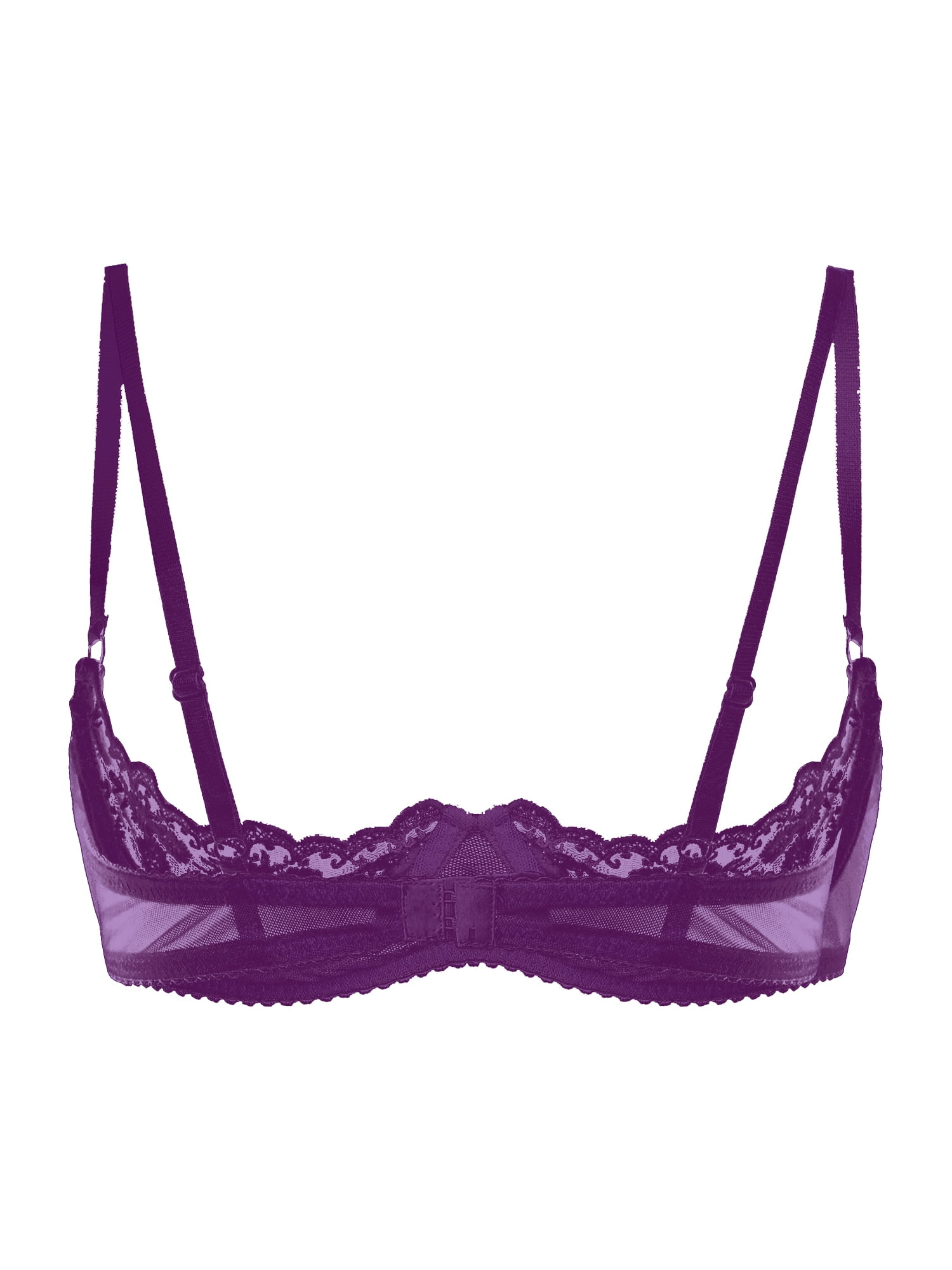 Yeahdor Womens Lace Push Up Underwired Shelf Bra Tops Open Cup Unlined  Bralette Exotic Lingerie Purple-A 3XL 