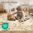 thumbnail image 4 of ODIKA 9'x12' Washable Area Rug Non-Slip, Chair-Friendly Carpetas Tan Vintage Distressed Botanical Scroll Border Para for Dining Room, Basement, Large Office, 4 of 7