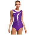 thumbnail image 2 of SiiRoh Women's Gymnastics Leotard One Piece Sleeveless Rhinestones Bodysuit for Ballet Dance Skating Purple S, 2 of 6