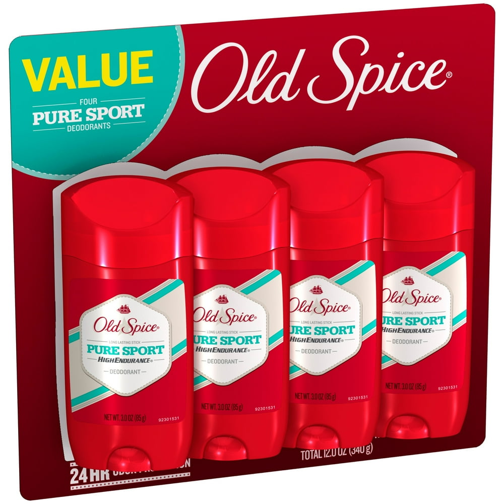 Old Spice High Endurance Pure Sport Deodorant 3 oz (Pack of 4