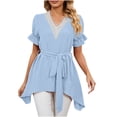 thumbnail image 1 of Blouses et Hauts pour Femmes Mode Femmes Couleur Unie Confortable Blouse Décontractée Sans Manches Col en V Bandage, 1 of 1