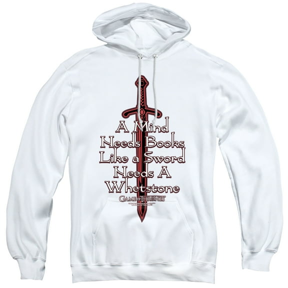 Game of Thrones The Mind Needs Books Unisex Adult Pull-Over Hoodie,White, Small