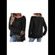 thumbnail image 3 of Blusa de Moda para Mujer con Aberturas y Hombros Descubiertos, de Suave y Mangas , para Exteriores. Negro L, 3 of 7