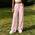 thumbnail image 5 of cocolona Womens Casual Loose Lounge Pants Elastic Waist Straight Wide Leg Travel Pants with Pockets, 5 of 5