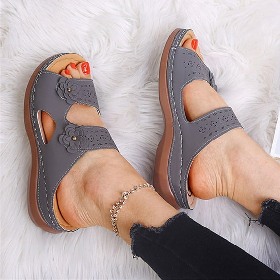 Jsaierl Womens Orthopedic Sandals Casual Summer Open Toe Sandals Comfy Arch Support Sandals Boho Breathable Sandal Size 4.5