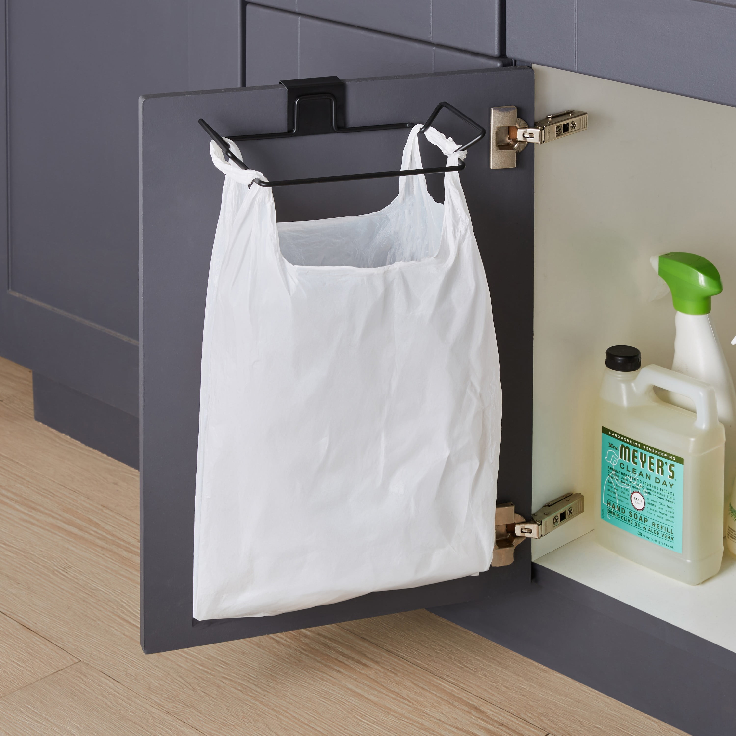 Kitchen Details Over the Counter Plastic Bag Holder in Matte black