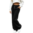 thumbnail image 3 of Lolmot Wide Leg Lounge Pants Women Fashion Ribbed Knit Loose Fit Sweat Pants with Drawstring Stretch Autumn Pajama Pants, 3 of 8