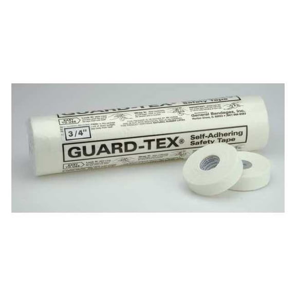 Guard-Tex Safety Tape, White, 3/4 x 30 yd. L, PK16 41008-34