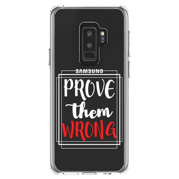 DistinctInk Clear Shockproof Hybrid Case for Samsung Galaxy S9  PLUS (6.2" Screen) - TPU Bumper Acrylic Back Tempered Glass Screen Protector - Prove Them Wrong