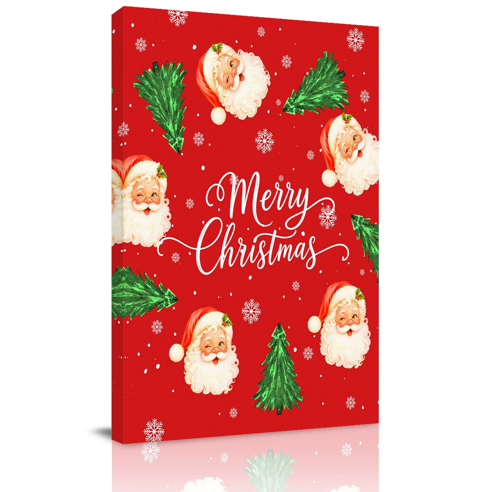 Canvas Wall Art Red Christmas Framed Canvas Prints for Bedroom Bathroom Xmas Santa Green Tree Snowflake Gallery Wrapped Wall Decor for Home Office Gifts 11 x14 Ship Next Day