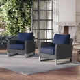 thumbnail image 3 of New Classic Furniture Fiji Wicker/Fabric Outdoor Club Chair in Blue (Set of 4), 3 of 5