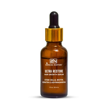 Nirvana Nurture Ultra Restore Hair Growth Serum Boost Hair Growth Natural DHT Blocker Reduce Hair Loss -With Stem Cells, Ashwagandha, Biotin, Keratin, Amino Acids