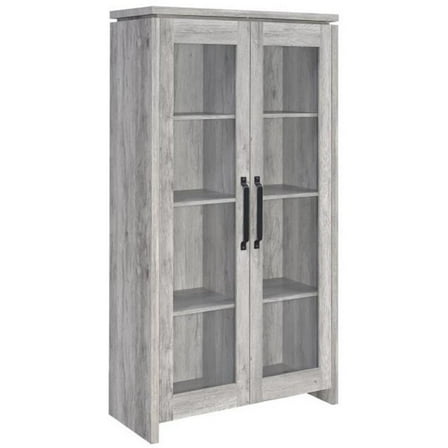 Bowery Hill Traditional 2 Door Wood Curio Cabinet in Grey