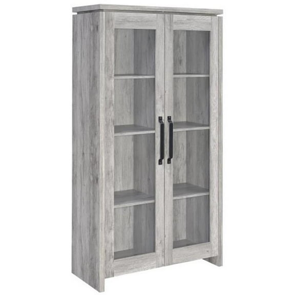Bowery Hill Traditional 2 Door Wood Curio Cabinet in Grey