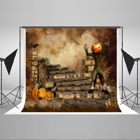 Image of GreenDecor 7x5ft Halloween Horror Night Photography Backdrop
