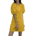 thumbnail image 6 of VONDA Women Puff Short Sleeve Mini Dress Round Neck Party Casual Dresses, 6 of 6