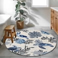 thumbnail image 3 of Navy Blue Sea Turtle Coastal Round Area Rug 3Ft Washable Small Circle Rugs for Kitchen Entryway, Beach Black Coral Nautical Rustic Non-Slip Carpet Floor Mats Indoor Outdoor Carpet Runner Home Decor, 3 of 8