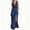 Navy, variant on Cocktail Dresses for Women Solid Color Sleeveless V-Neck Ruffle Trim Maxi Dress Ruched Waist High Slit Elegant Formal Evening Dress for Party (Navy,S)
