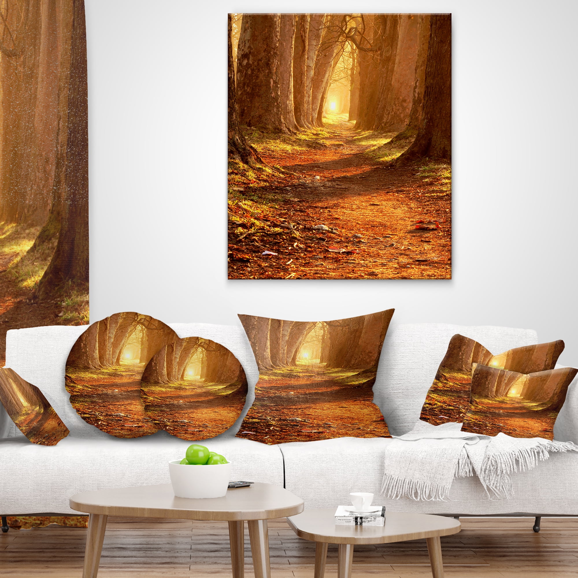 Designart Magic Morning at the Fall Park - Landscape Photography Throw Pillow - 12x20