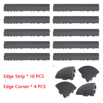 14Pcs Set Of Edge Strips And R Corners For Plastic Interlocking Deck Tiles, Suitable For 12Inch Indoor And Outdoor Use(Edge Strips Sold Separately, Tiles Only)