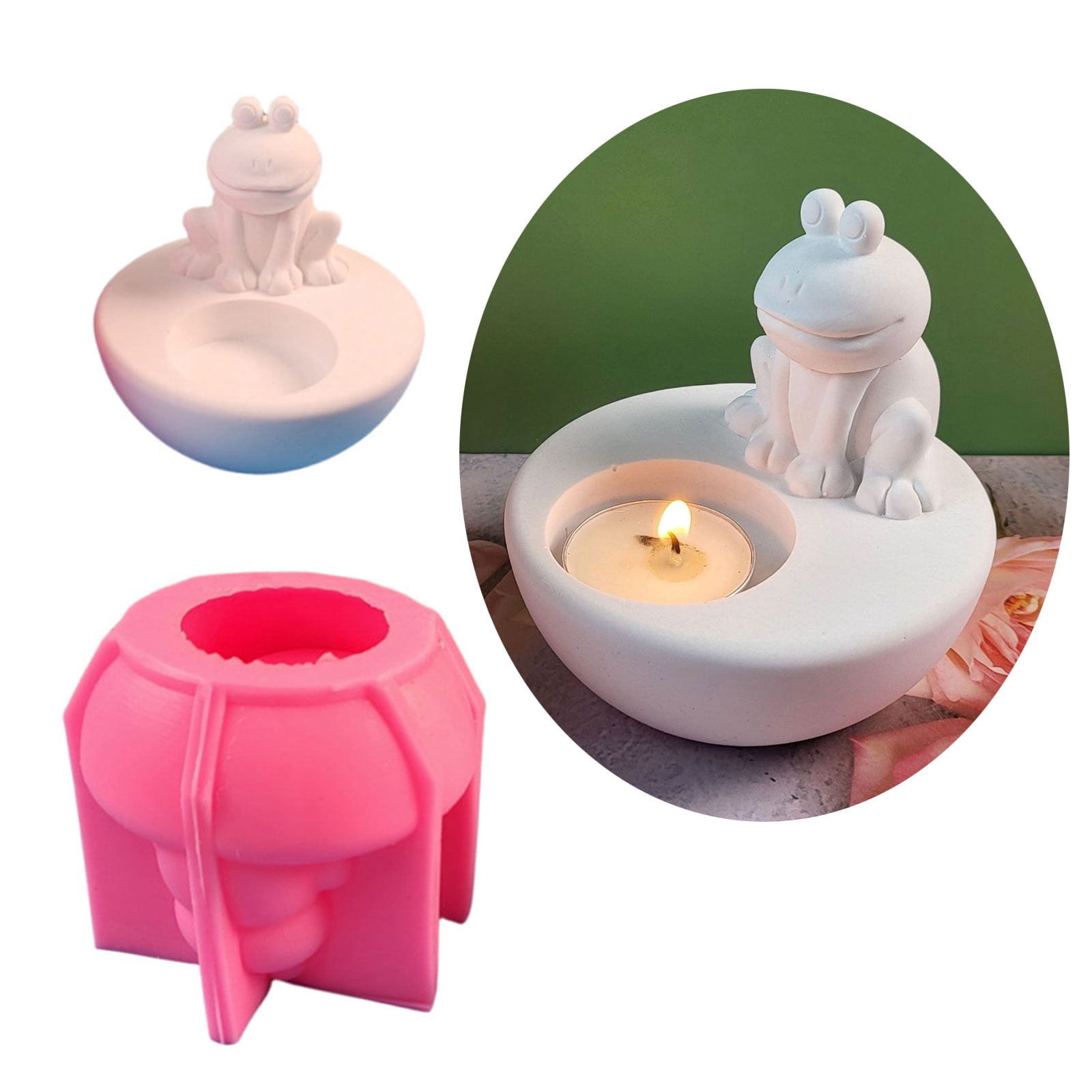BELOWSYALER Frog Candle Holder Silicone Molds Castings Moulds Animal Candlesticks Resins Molds for Table Decorations