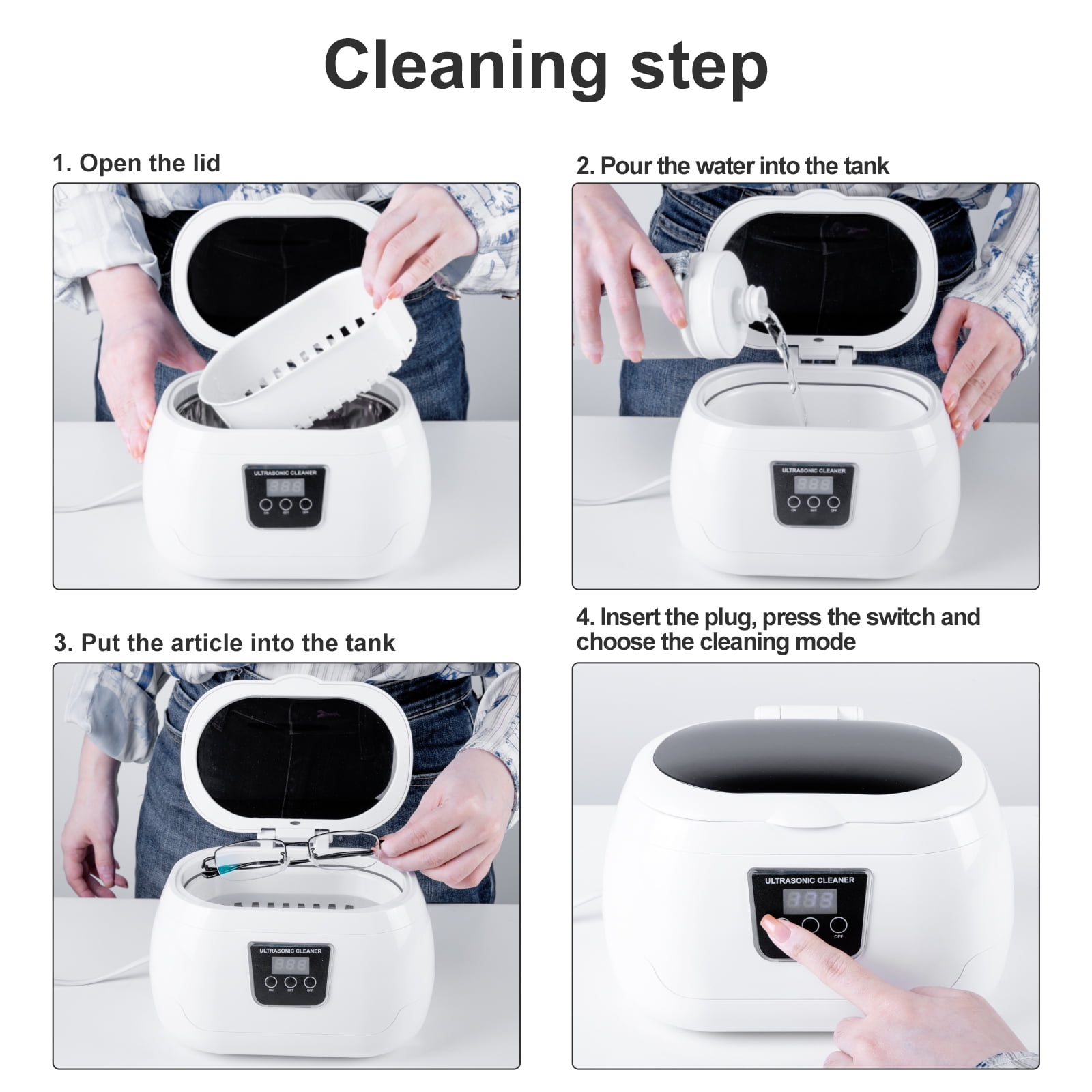 Uten 600ml Professional Ultrasonic Cleaner with Digital Timer for Jewelry, Eyeglasses, Coins