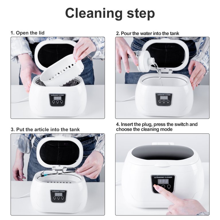 Uten 600ml Professional Ultrasonic Cleaner with Digital Timer for Jewelry, Eyeglasses, Coins, Adult Unisex, Size: One size, White