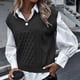 thumbnail image 1 of Pntutb moda mujer Casual cuello en V hueco diamante tejido chaleco suéter chaleco Pntutb Pntutb-1593, 1 of 5