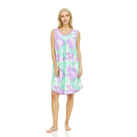 

5041 Women Night Gown Sleeveless Sleepwear Pajamas Woman Sleep Nightshirt Purple 7 XL