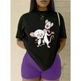 thumbnail image 1 of [Whimsical Mouse Graphic Tee] Casual Whimsical Mouse Graphic Women's T-Shirt - Short Sleeve, Stretchy Cotton Blend, Machine Washable - Perfect for Leisure & Travel, 1 of 6