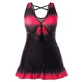 thumbnail image 4 of Maoww Maillot de Bain Femme Robe Dégradée Maillot de Bain Sexy de Plage, Rouge, L, 4 of 7