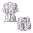 thumbnail image 4 of Lsque Lavender Flowers Women's Short-Sleeved Pajama Set - 2 Piece Soft and Lightweight Sleepwear Set-Small, 4 of 9