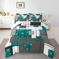 thumbnail image 2 of YST Teal Glitter Sequins Grids Comforter Set, Black Grey Abstract Geometric, King, 2 of 6