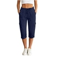 thumbnail image 2 of PBFRDSJ Womens Capris with Pockets Loose Casual Cargo Hiking Pants Outdoor Golf Drawstring Capris, 2 of 6